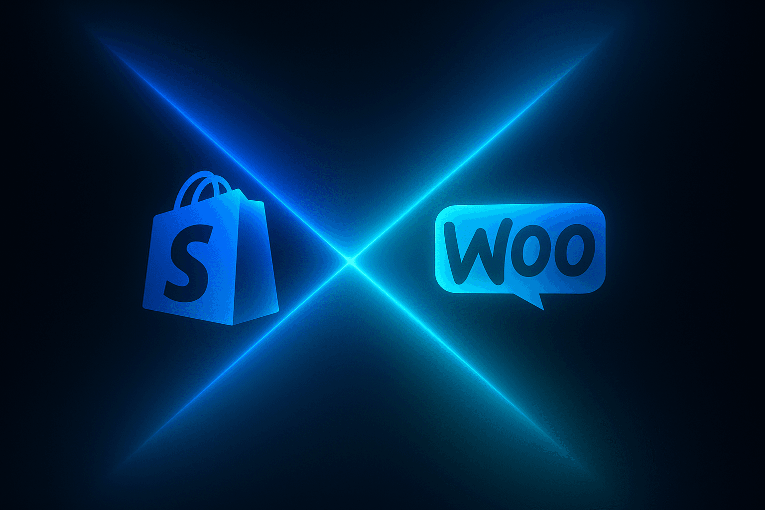Shopify and WooCommerce logos side by side representing an ecommerce platform comparison