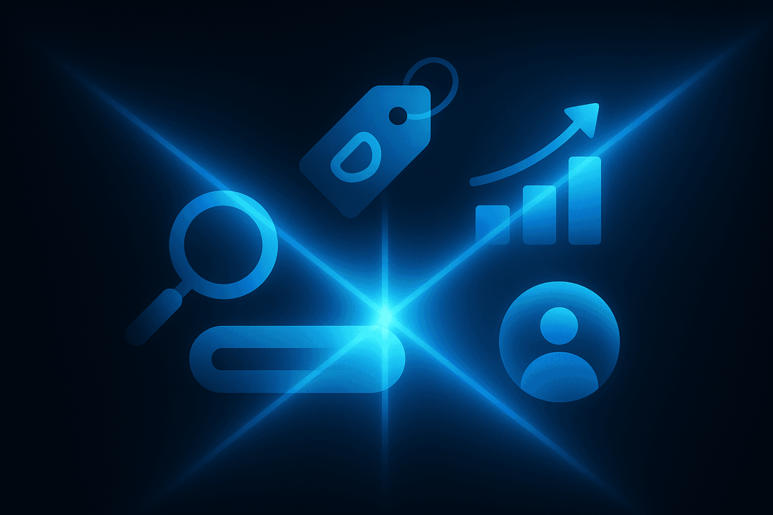 A keyword list being sorted by buyer intent score next to a revenue chart